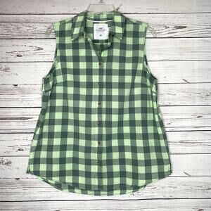 H&M L.O.G.G. Plaid Sleveless Button Up Top, Size 12